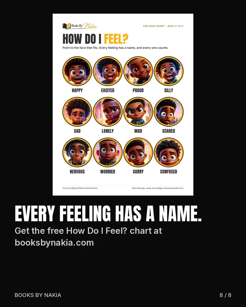 Every feeling has a name: the free How Do I Feel chart from booksbynakia.com