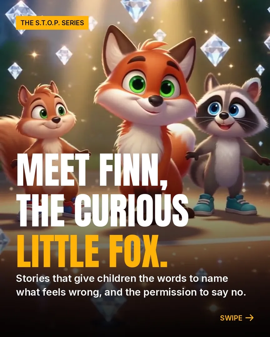 Cover: Finn the fox with his friends under the words Meet Finn, the curious little fox