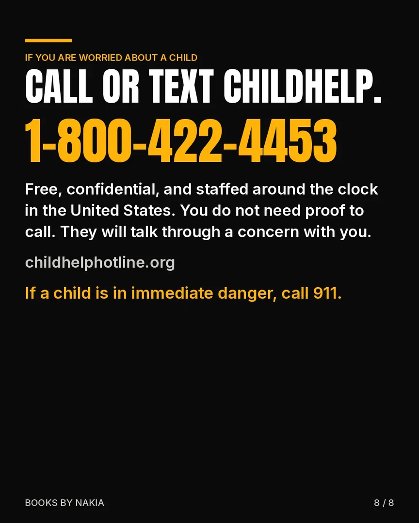 Call or text Childhelp 1-800-422-4453: the help line slide that closes the carousel
