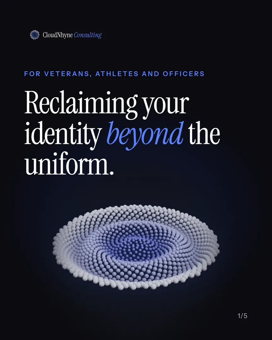 Cover: Reclaiming your identity beyond the uniform, over a glowing blue field of dots